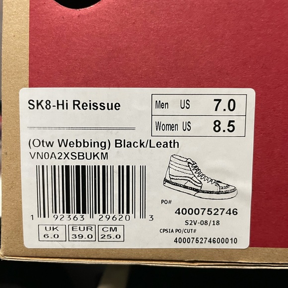 COPY - Sk8-Hi Reissue Vans 7 mens 8.5 woman - Picture 5 of 5